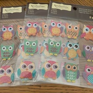Recollections Dimensional Stickers Owls Pastel
